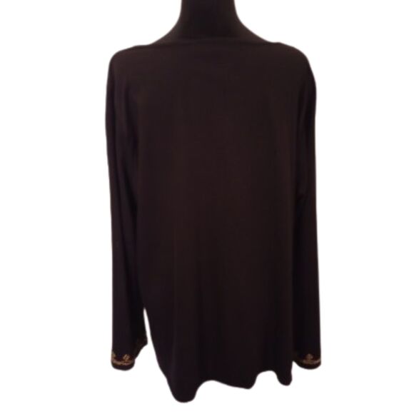 INC Interational Concepts Women's Size 3x Black and Sparkly Gold Blouse - Picture 2 of 7